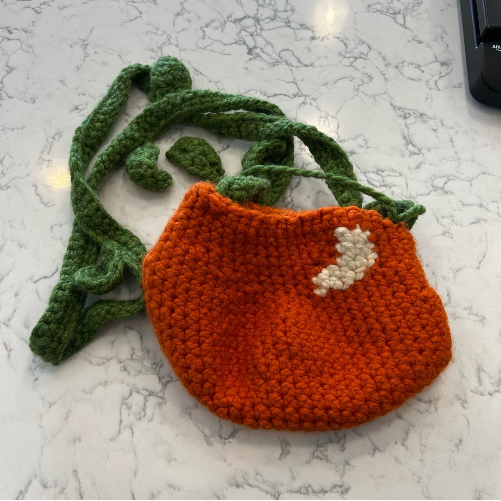 Handmade Crocheted Pumpkin‎ Bag Purse